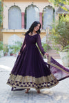 Readymade Faux Blooming Georgette Gown With Multi-Sequins Embroidery Matching Dupatta