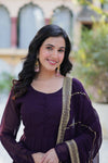 Readymade Faux Blooming Georgette Gown With Multi-Sequins Embroidery Matching Dupatta