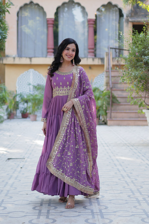 Festive Wear ReadymadeGeorgette Gown with Sequins Embroidery Work And Matching Dupatta