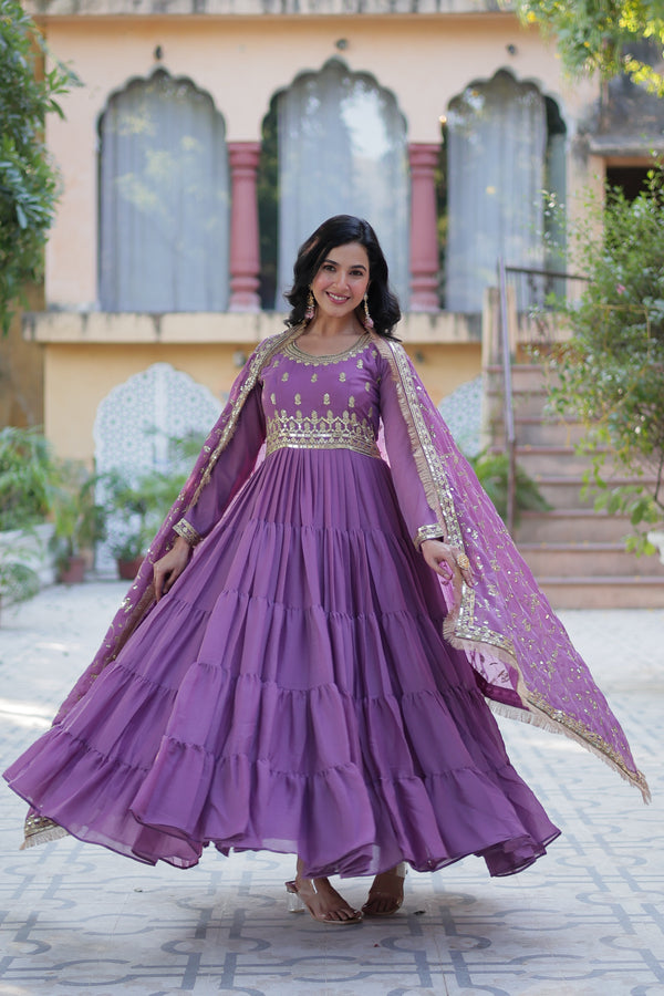 Festive Wear ReadymadeGeorgette Gown with Sequins Embroidery Work And Matching Dupatta