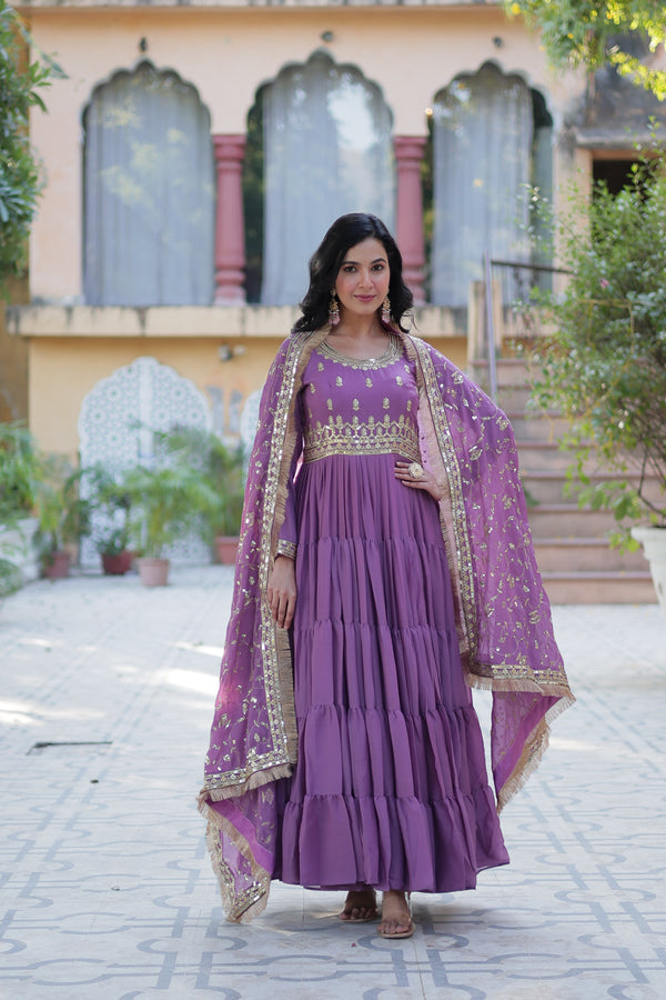 Festive Wear ReadymadeGeorgette Gown with Sequins Embroidery Work And Matching Dupatta