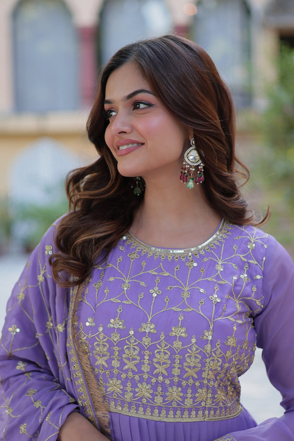 Festive Wear ReadymadeGeorgette Gown with Sequins Embroidery Work And Matching Dupatta