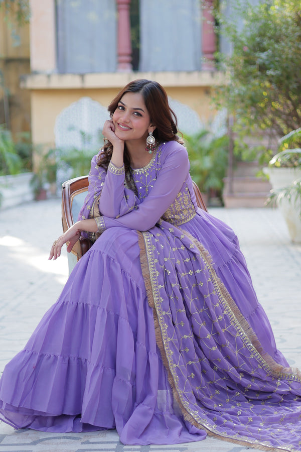 Festive Wear ReadymadeGeorgette Gown with Sequins Embroidery Work And Matching Dupatta