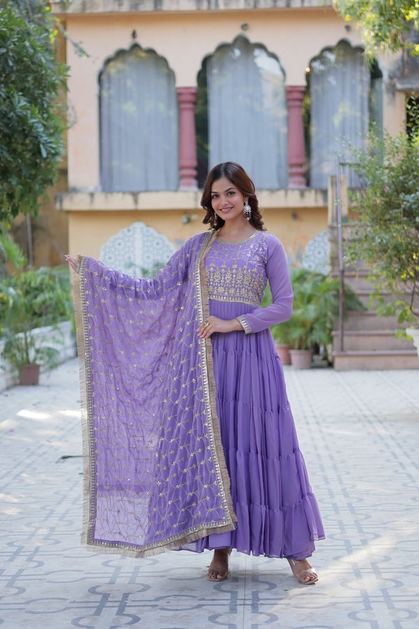 Festive Wear ReadymadeGeorgette Gown with Sequins Embroidery Work And Matching Dupatta