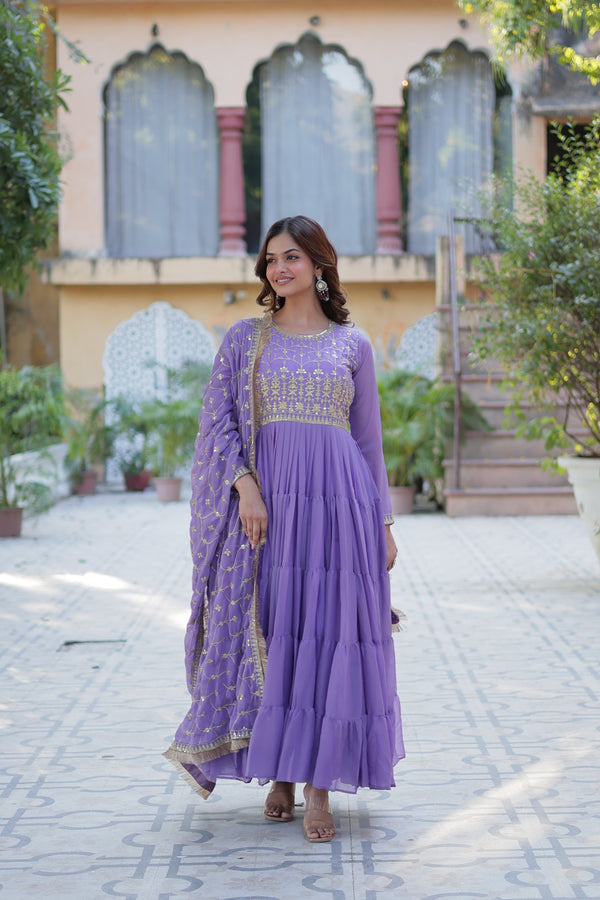 Festive Wear ReadymadeGeorgette Gown with Sequins Embroidery Work And Matching Dupatta