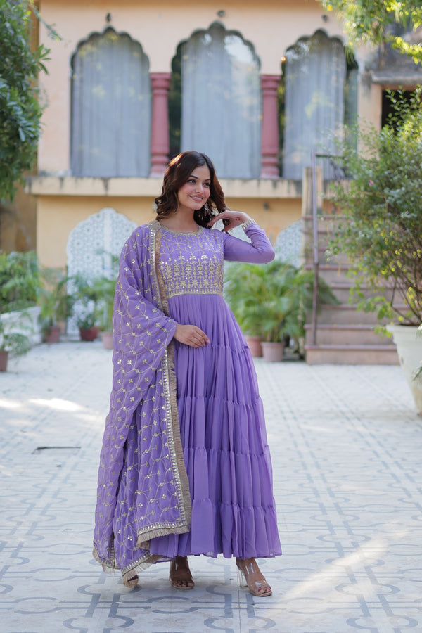 Festive Wear ReadymadeGeorgette Gown with Sequins Embroidery Work And Matching Dupatta