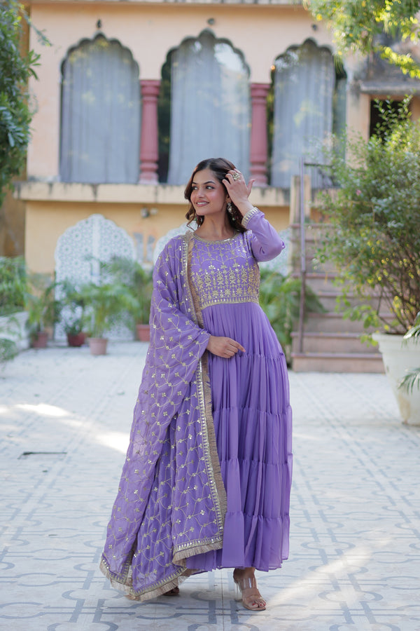 Festive Wear ReadymadeGeorgette Gown with Sequins Embroidery Work And Matching Dupatta