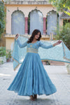 Festive Wear ReadymadeGeorgette Gown with Sequins Embroidery Work And Matching Dupatta