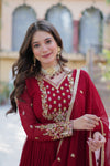 Gown With Dupatta Collection Faux Blooming Gown with Sequins Embroidery Work