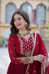 Gown With Dupatta Collection Faux Blooming Gown with Sequins Embroidery Work