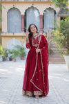 Gown With Dupatta Collection Faux Blooming Gown with Sequins Embroidery Work