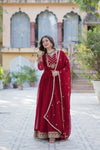 Gown With Dupatta Collection Faux Blooming Gown with Sequins Embroidery Work