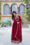 Gown With Dupatta Collection Faux Blooming Gown with Sequins Embroidery Work