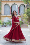 Gown With Dupatta Collection Faux Blooming Gown with Sequins Embroidery Work