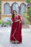 Gown With Dupatta Collection Faux Blooming Gown with Sequins Embroidery Work