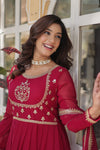 Gown With Dupata Collections Faux Blooming Gown with Sequins Embroidered Work