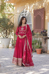 Gown With Dupata Collections Faux Blooming Gown with Sequins Embroidered Work