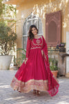 Gown With Dupata Collections Faux Blooming Gown with Sequins Embroidered Work