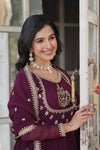Gown With Dupata Collections Faux Blooming Gown with Sequins Embroidered Work