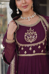 Gown With Dupata Collections Faux Blooming Gown with Sequins Embroidered Work