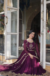 Gown With Dupata Collections Faux Blooming Gown with Sequins Embroidered Work