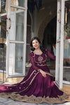 Gown With Dupata Collections Faux Blooming Gown with Sequins Embroidered Work