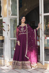 Gown With Dupata Collections Faux Blooming Gown with Sequins Embroidered Work