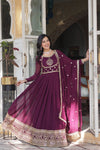 Gown With Dupata Collections Faux Blooming Gown with Sequins Embroidered Work