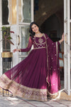 Gown With Dupata Collections Faux Blooming Gown with Sequins Embroidered Work