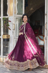 Gown With Dupata Collections Faux Blooming Gown with Sequins Embroidered Work