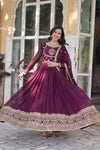 Gown With Dupata Collections Faux Blooming Gown with Sequins Embroidered Work