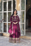 Gown With Dupata Collections Faux Blooming Gown with Sequins Embroidered Work