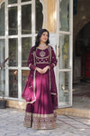 Gown With Dupata Collections Faux Blooming Gown with Sequins Embroidered Work