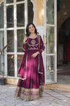 Gown With Dupata Collections Faux Blooming Gown with Sequins Embroidered Work