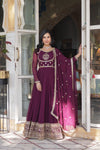 Gown With Dupata Collections Faux Blooming Gown with Sequins Embroidered Work