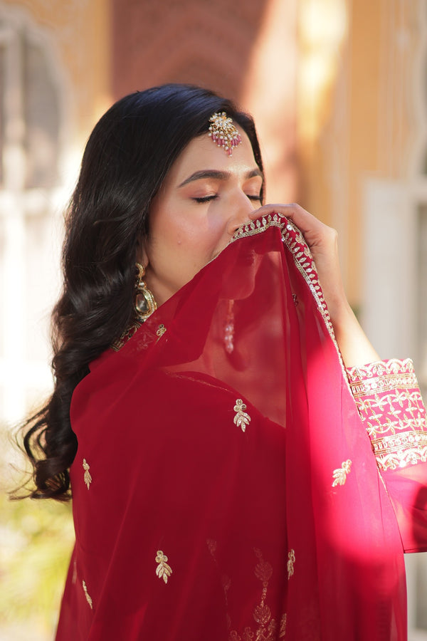 Premium Designer Readymade Gown with Dupatta Embroidered Zari & Sequins Work