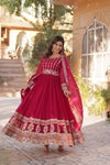 Premium Designer Readymade Gown with Dupatta Embroidered Zari & Sequins Work