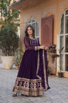 Premium Designer Readymade Gown with Dupatta Embroidered Zari & Sequins Work