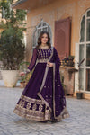Premium Designer Readymade Gown with Dupatta Embroidered Zari & Sequins Work
