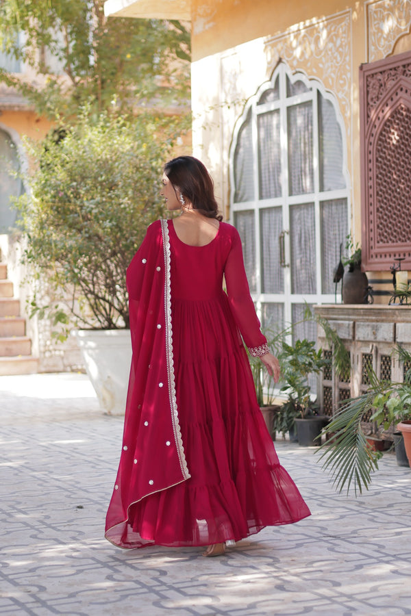 Premium Designer Readymade Gown with Dupatta Embroidered Pearl Work