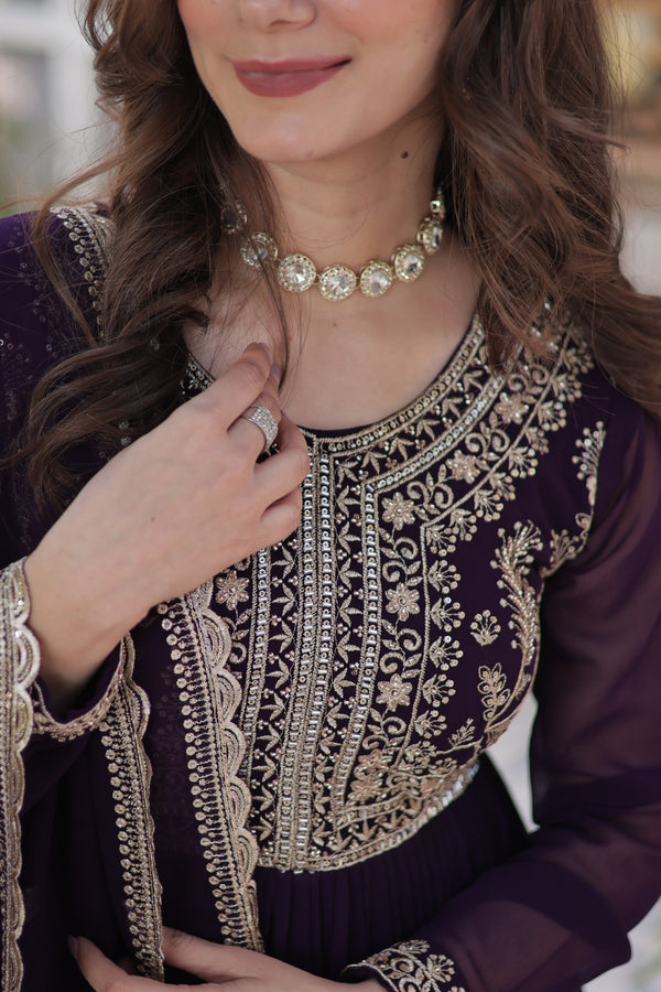Premium Designer Readymade Gown with Dupatta Embroidered Pearl Work