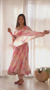 Elegant Multi-Floral Print Anarkali Set in Pure Fox Georgette – Perfect for Summer Weddings