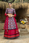 Grey and Magenta Art Silk Lehenga with Printed Design