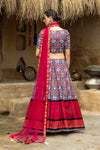 Grey and Magenta Art Silk Lehenga with Printed Design