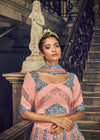 Peach Sequin Embroidery Work And Net Lehenga with Net Dupatta
