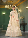 Elegant Beige Georgette Lehenga with Thread & Sequin Embroidery