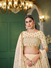 Elegant Beige Georgette Lehenga with Thread & Sequin Embroidery