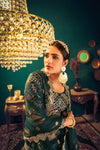 Dark Green Georgette Lehenga with Multi Thread, Sequence & Gota Patti Embroidery Work & Net Dupatta
