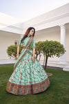 Pista Green Silk Lehenga with Exquisite Thread & Sequin Embroidered Work