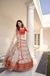 Elegant White Art Silk Lehenga with Thread & Sequin Embroidery Work
